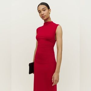 Reformation Billy Knit Dress in Cherry Red.